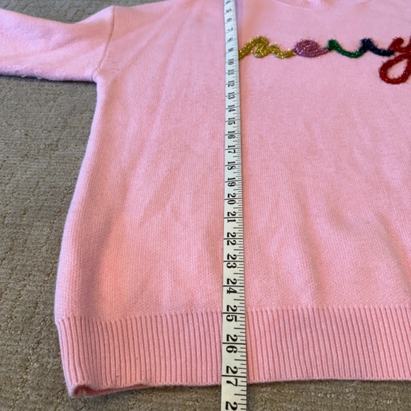 Main Strip "MERRY" tinsel pink holiday sweater - Picture 6 of 6